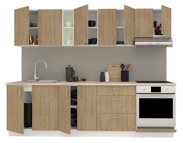 Set haaus V18, Lemn Natural/Alb, Blat Thermo 28 mm, L 260 cm