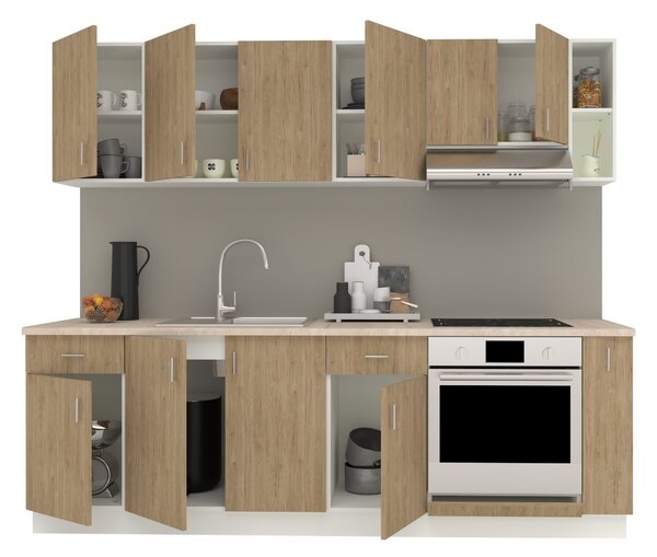 Set haaus V17, Lemn Natural/Alb, Blat Thermo 28 mm, L 240 cm