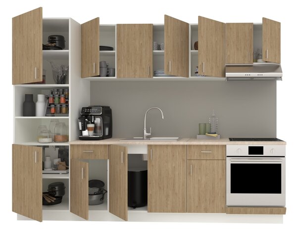 Set haaus V24, Lemn Natural/Alb, Blat Thermo 28 mm, L 280 cm