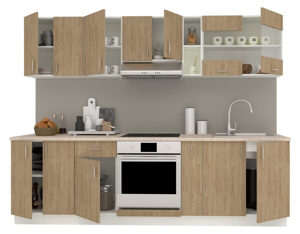 Set haaus V19, Lemn Natural/Alb, Blat Thermo 28 mm, L 260 cm