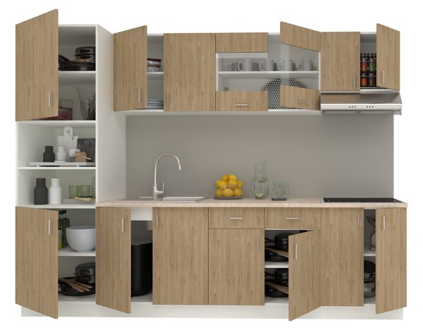 Set haaus V23, Lemn Natural/Alb, Blat Thermo 28 mm, L 280 cm