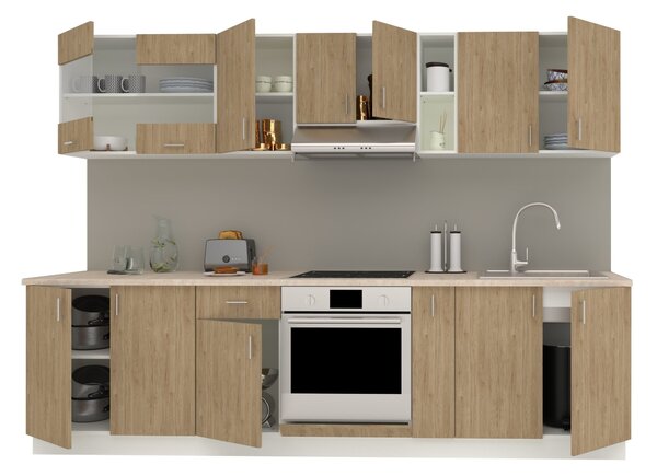 Set haaus V21, Lemn Natural/Alb, Blat Thermo 28 mm, L 280 cm