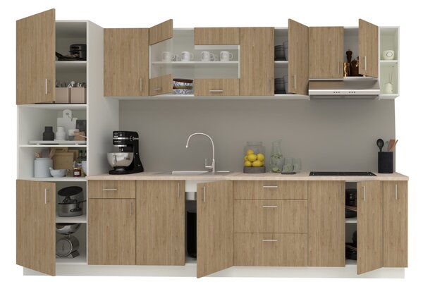 Set haaus V29, Lemn Natural/Alb, Blat Thermo 28 mm, L 320 cm