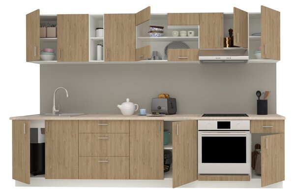 Set haaus V28, Lemn Natural/Alb, Blat Thermo 28 mm, L 320 cm
