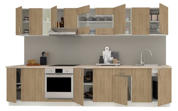 Set haaus V32, Lemn Natural/Alb, Blat Thermo 28 mm, L 340 cm
