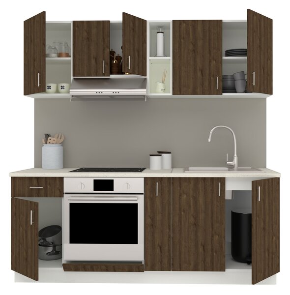 Set haaus V11, Stejar Bronz/Alb, Blat Thermo 28 mm, L 200 cm