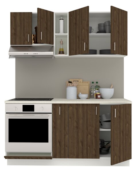 Set haaus V7, Stejar Bronz/Alb, Blat Thermo 28 mm, L 160 cm