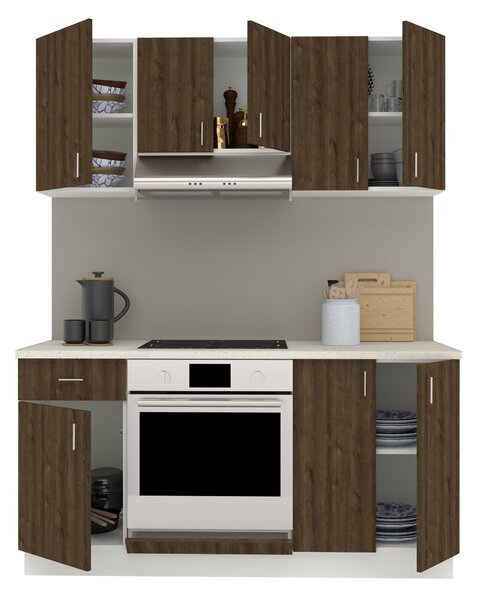Set haaus V6, Stejar Bronz/Alb, Blat Thermo 28 mm, L 160 cm
