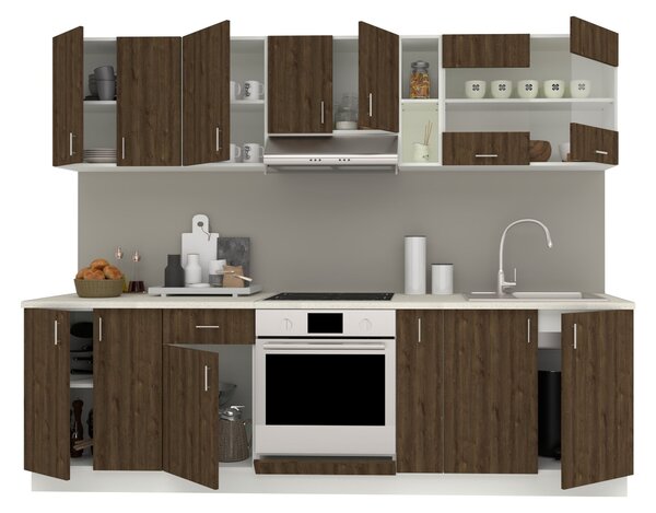 Set haaus V19, Stejar Bronz/Alb, Blat Thermo 28 mm, L 260 cm