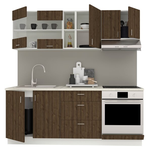 Set haaus V12, Stejar Bronz/Alb, Blat Thermo 28 mm, L 200 cm