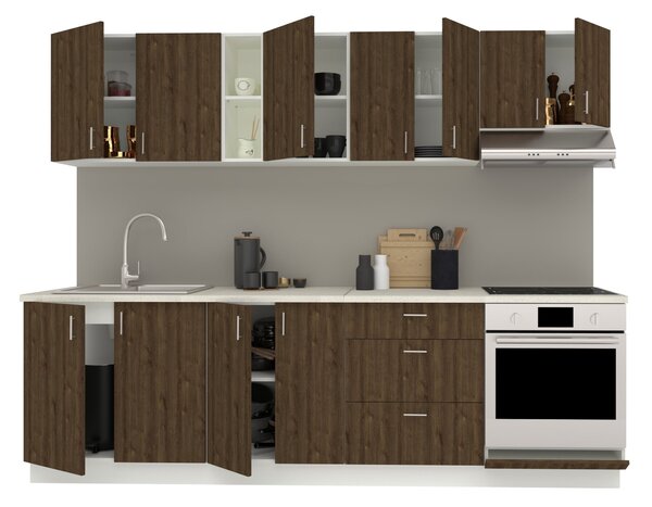 Set haaus V18, Stejar Bronz/Alb, Blat Thermo 28 mm, L 260 cm