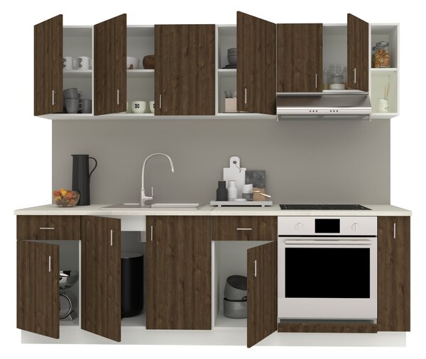 Set haaus V17, Stejar Bronz/Alb, Blat Thermo 28 mm, L 240 cm