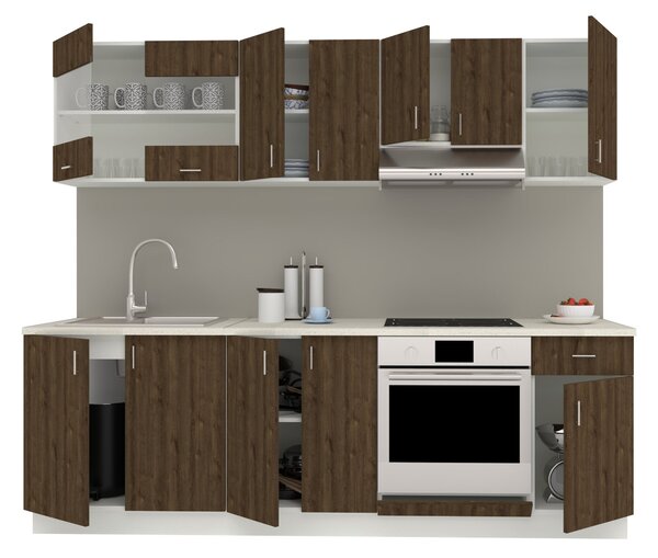 Set haaus V15, Stejar Bronz/Alb, Blat Thermo 28 mm, L 240 cm