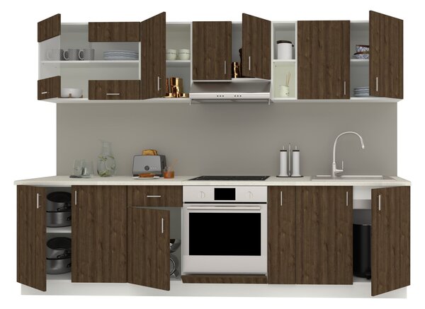 Set haaus V21, Stejar Bronz/Alb, Blat Thermo 28 mm, L 280 cm