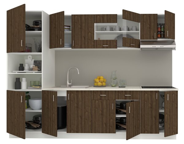 Set haaus V23, Stejar Bronz/Alb, Blat Thermo 28 mm, L 280 cm