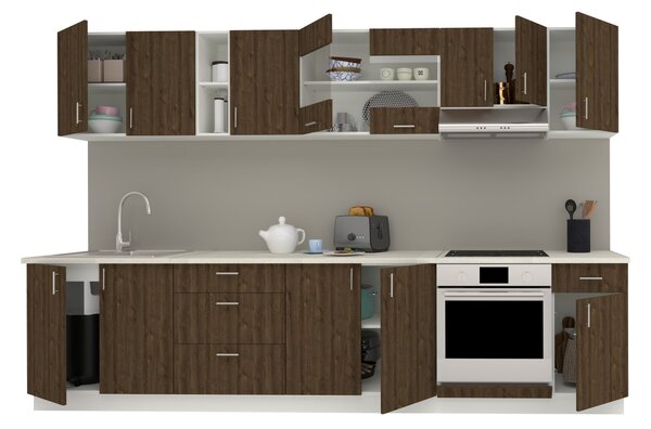 Set haaus V28, Stejar Bronz/Alb, Blat Thermo 28 mm, L 320 cm
