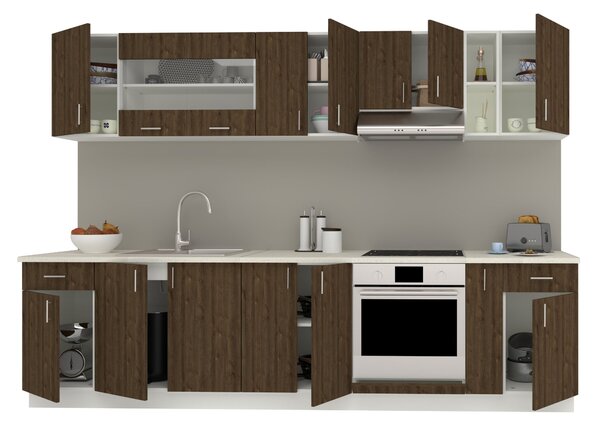 Set haaus V25, Stejar Bronz/Alb, Blat Thermo 28 mm, L 300 cm