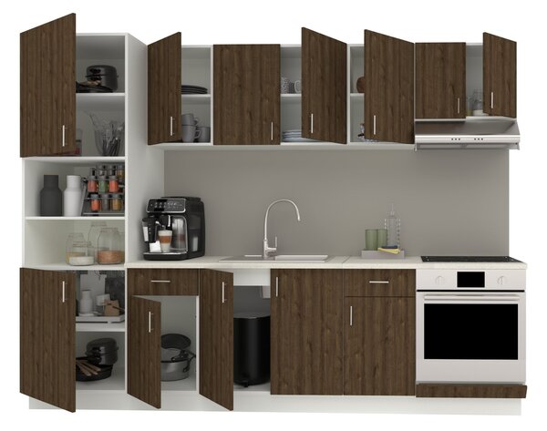 Set haaus V24, Stejar Bronz/Alb, Blat Thermo 28 mm, L 280 cm