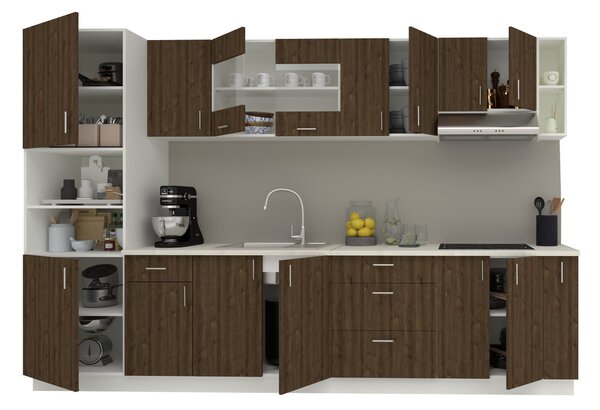 Set haaus V29, Stejar Bronz/Alb, Blat Thermo 28 mm, L 320 cm
