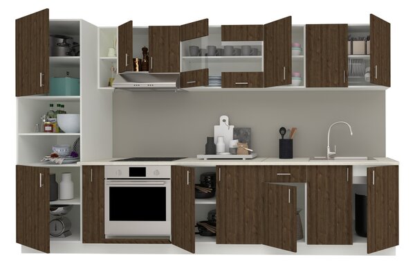 Set haaus V33, Stejar Bronz/Alb, Blat Thermo 28 mm, L 340 cm