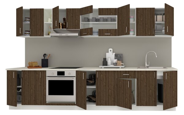 Set haaus V32, Stejar Bronz/Alb, Blat Thermo 28 mm, L 340 cm