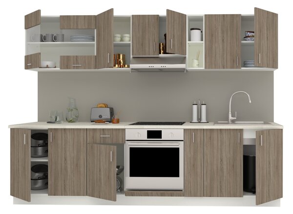 Set haaus V21, Stejar Sonoma Inchis/Alb, Blat Thermo 28 mm, L 280 cm
