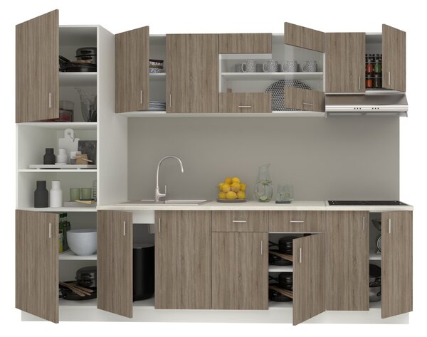 Set haaus V23, Stejar Sonoma Inchis/Alb, Blat Thermo 28 mm, L 280 cm