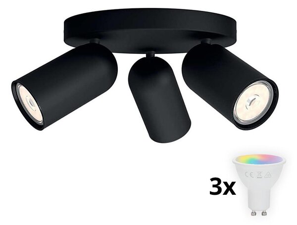 Philips - Spot LED RGBW reglabil PONGEE, 3x GU10 / 4,8 W / 230 V, negru + telecomandă