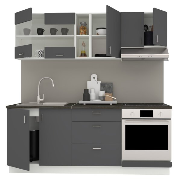 Set haaus V12, Antracit/Alb, Blat Thermo 28 mm, L 200 cm