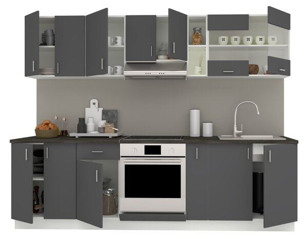 Set haaus V19, Antracit/Alb, Blat Thermo 28 mm, L 260 cm