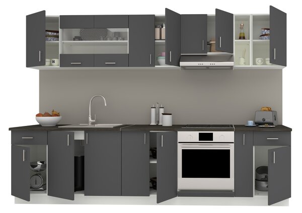 Set haaus V25, Antracit/Alb, Blat Thermo 28 mm, L 300 cm