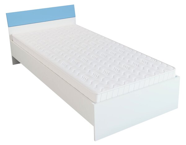Pat haaus Leco, 200 x 90 cm, saltea spuma inclusa, Alb/Bleu