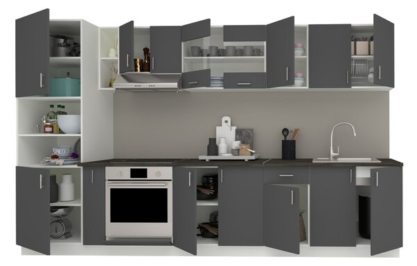 Set haaus V33, Antracit/Alb, Blat Thermo 28 mm, L 340 cm
