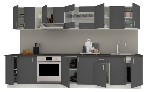 Set haaus V32, Antracit/Alb, Blat Thermo 28 mm, L 340 cm