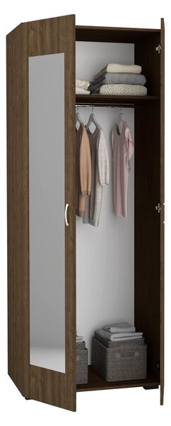 Dulap haaus Nero, 2 Usi, oglinda, Stejar Bronz, 80 x 52 x 200 cm