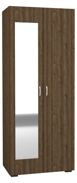 Dulap haaus Nero, 2 Usi, oglinda, Stejar Bronz, 80 x 52 x 200 cm