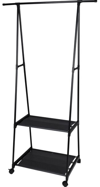 Suport pentru haine din metal + cutie pentru pantofi, 55 - 88 x 45 x 157 cm, negru