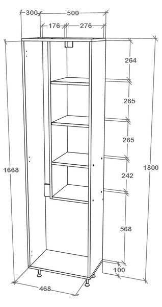 Dulap haaus Dax, 3 Usi, Alb, 50 x 32 x 180 cm