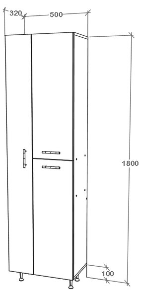 Dulap haaus Dax, 3 Usi, Alb, 50 x 32 x 180 cm