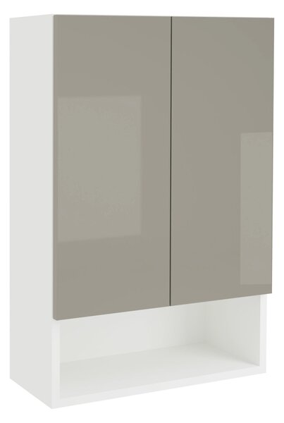 Corp haaus Zed, Suspendat, 2 Usi, Gri Lucios/Alb, MDF, L 48 x l 22 x H 72 cm