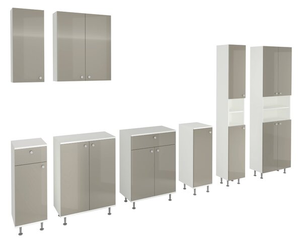 Corp haaus Zaria, Suspendat, 1 Usa, Gri Lucios/Alb, MDF, L 30 x l 22 x H 72 cm
