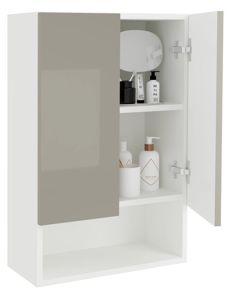 Corp haaus Zed, Suspendat, 2 Usi, Gri Lucios/Alb, MDF, L 48 x l 22 x H 72 cm