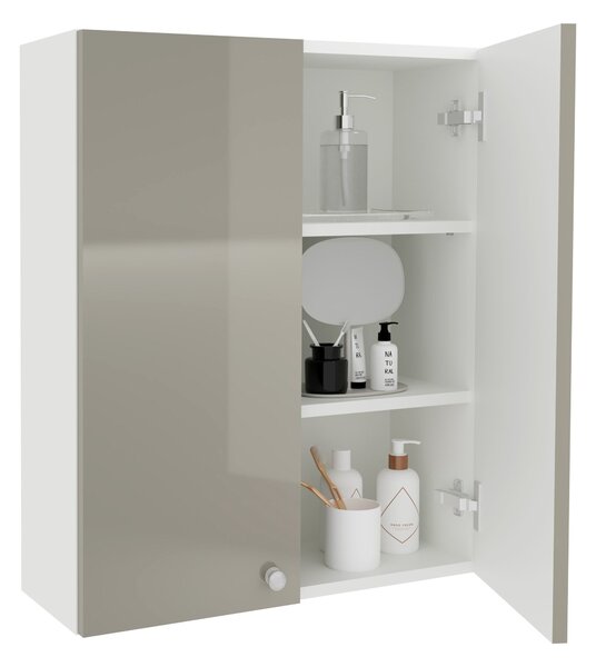Corp haaus Zaria, Suspendat, 2 Usi, Gri Lucios/Alb, MDF, L 60 x l 22 x H 72 cm