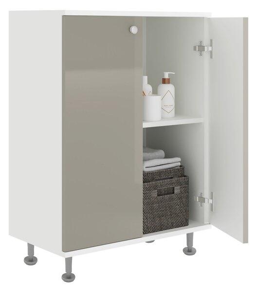 Corp haaus Zaria, 2 Usi, Gri Lucios/Alb, MDF, L 60 x l 35 x H 85 cm