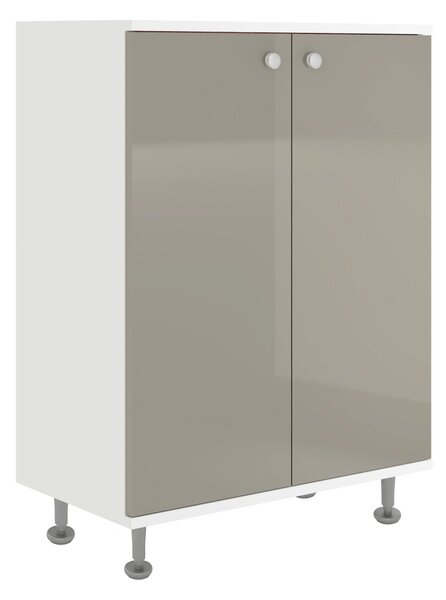 Corp haaus Zaria, 2 Usi, Gri Lucios/Alb, MDF, L 60 x l 35 x H 85 cm
