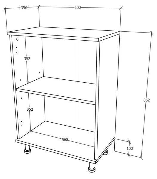 Corp haaus Zaria, 2 Usi, Gri Lucios/Alb, MDF, L 60 x l 35 x H 85 cm