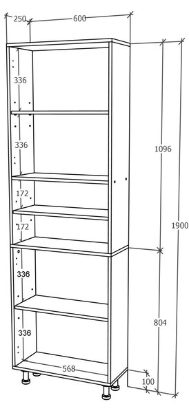 Soldat haaus Zaria, 4 Usi, Gri Lucios/Alb, MDF, L 60 x l 27 x H 190 cm