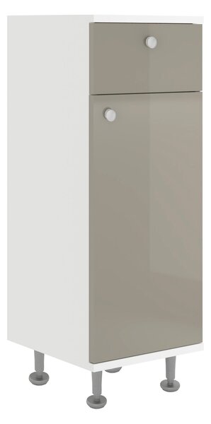 Corp haaus Zaria, 1 Sertar, 1 Usa, Gri Lucios/Alb, MDF, L 30 x l 35 x H 85 cm