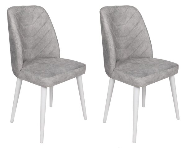 Set haaus Dallas, Gri/Alb, textil, picioare metalice