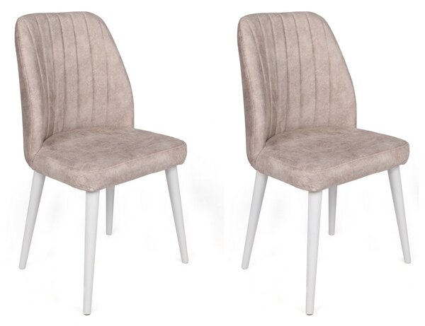 Set haaus Alfa, Crem/Alb, textil, picioare metalice